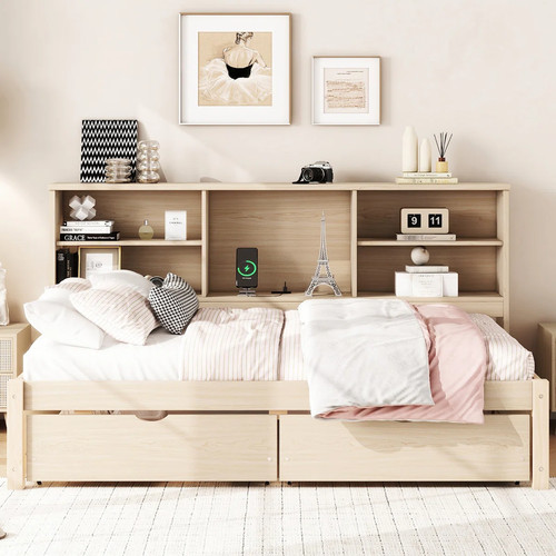 Twin size bookcase - bookcase, bed